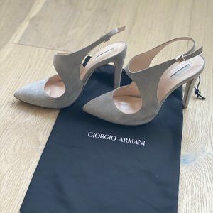 Giorgio Armani Suede Keyhole Cutout Slingback Pumps